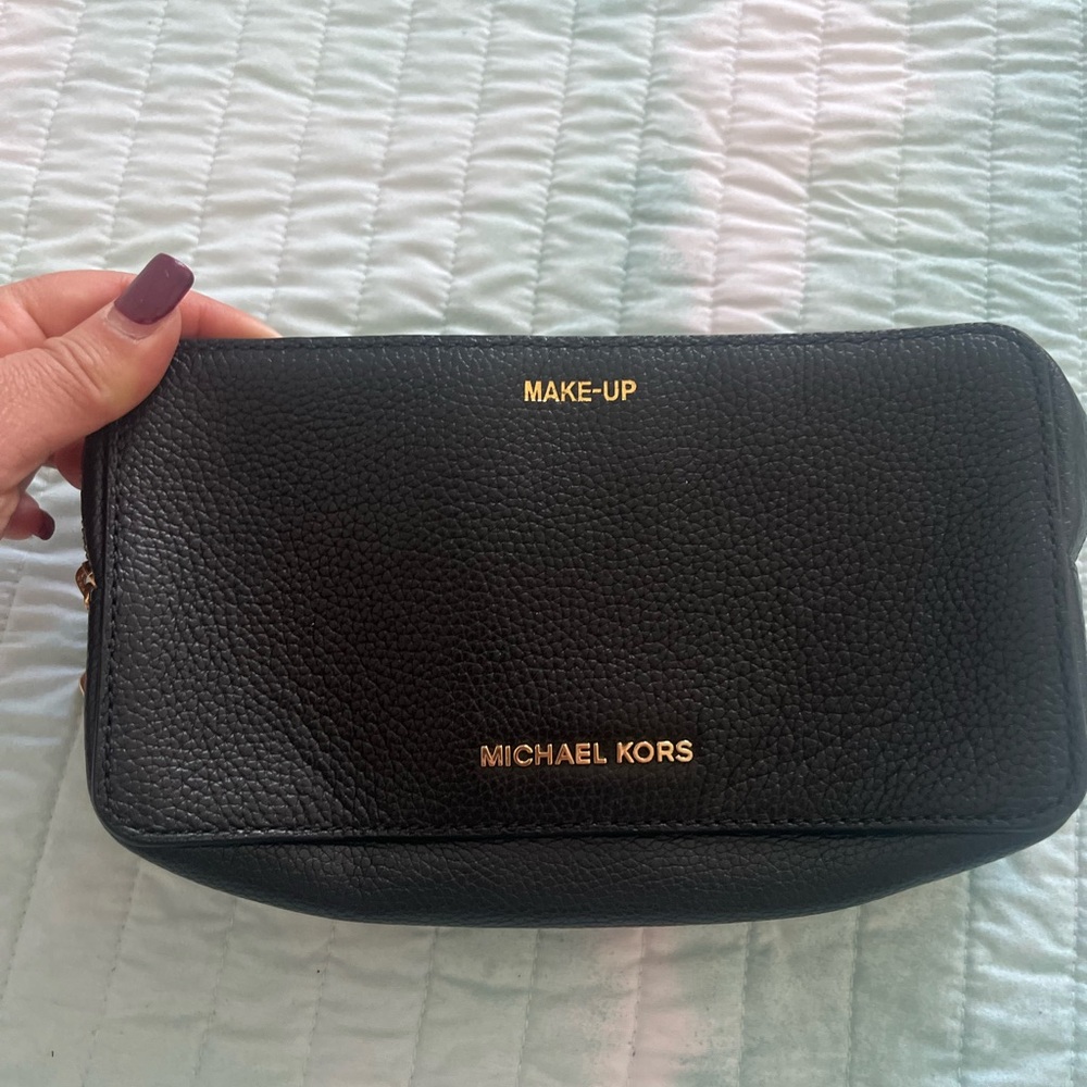 Michael Kors Black and Gold Zipper Pouch